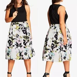 City Chic NWT Art Darling Trendy Floral Print Fit & Flare Dress Plus Size 20